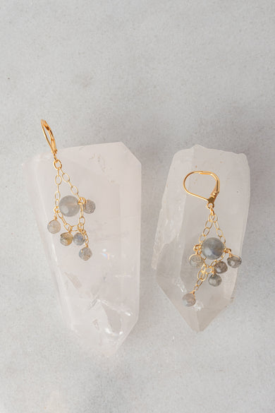 Rachel Reinhardt Labradorite Mini Chandelier Earrings, Gold 