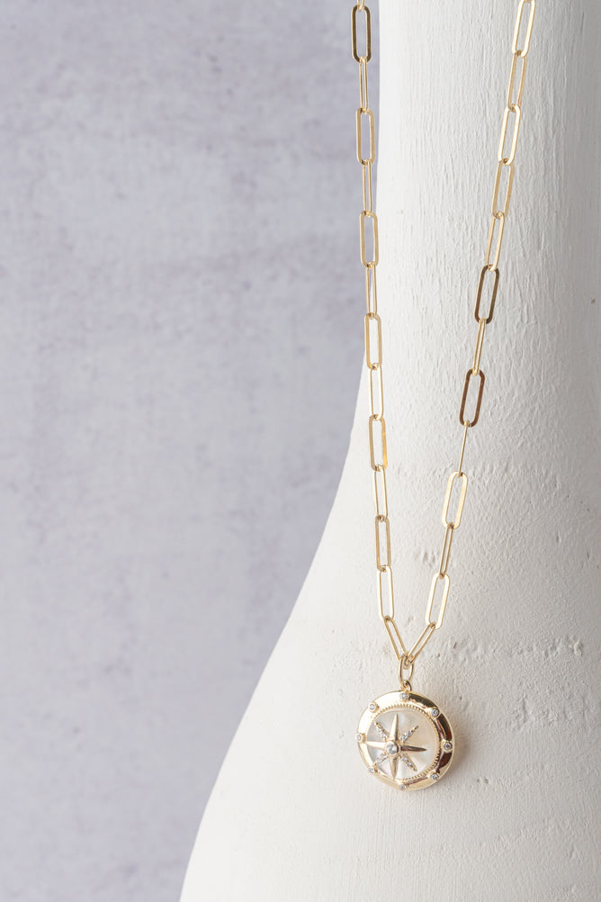 Rachel Reinhardt Mother of Pearl Compass Necklace 