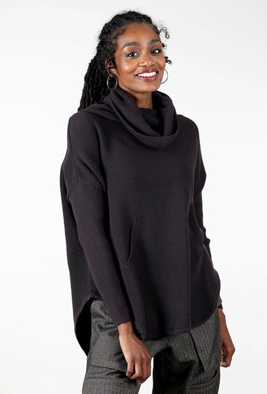 Planet Favorite Waffle Cowl Sweater, Raisin 