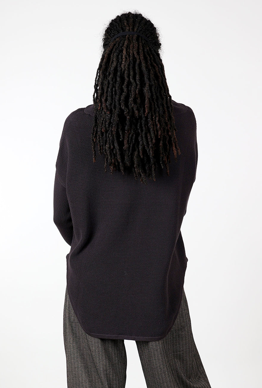 Planet Favorite Waffle Cowl Sweater, Raisin 