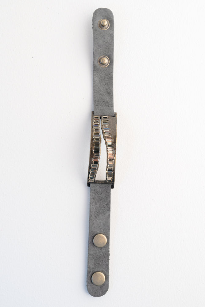 Rebel Designs Raw Edge Baguette Bracelet, Grey with Black Diamonds 