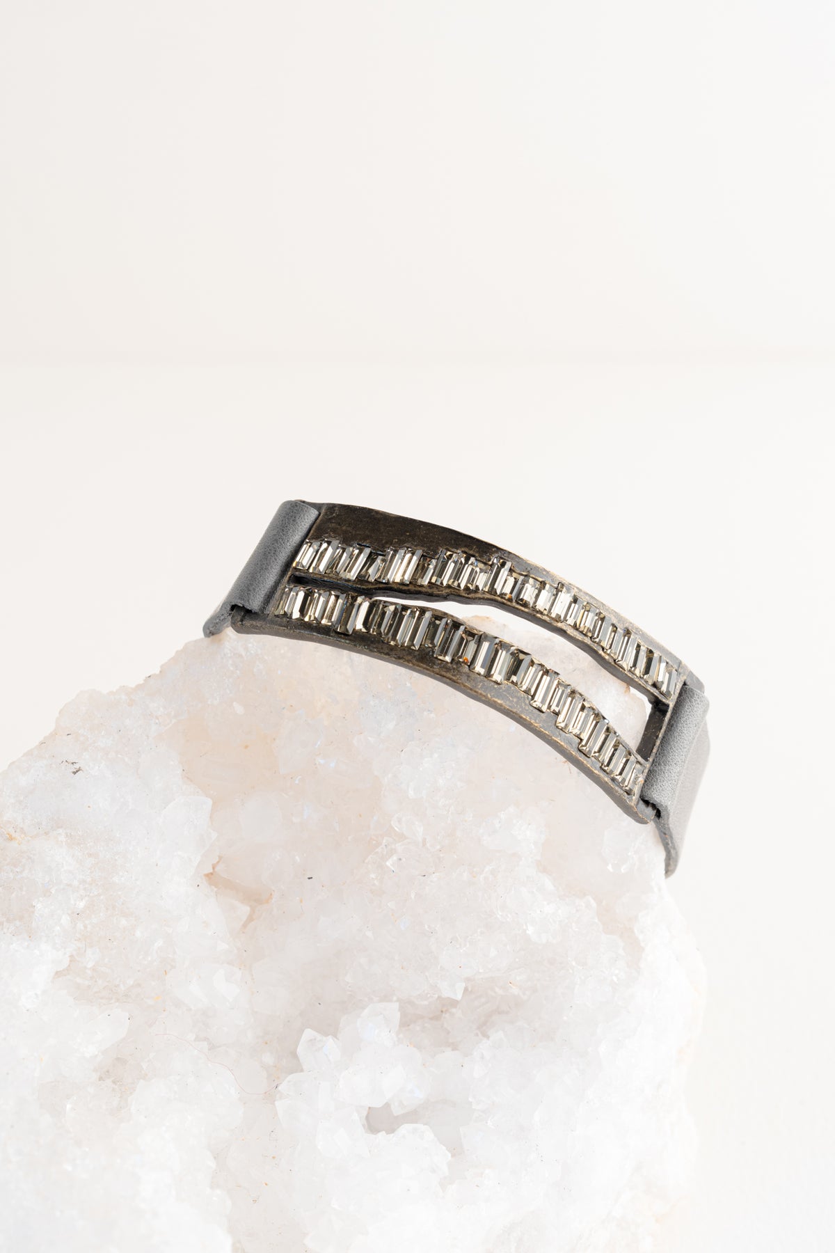 Rebel Designs Raw Edge Baguette Bracelet, Grey with Black Diamonds Grey w Black Diamonds 