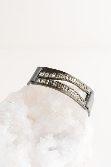 Rebel Designs Raw Edge Baguette Bracelet, Grey with Black Diamonds Grey w Black Diamonds 