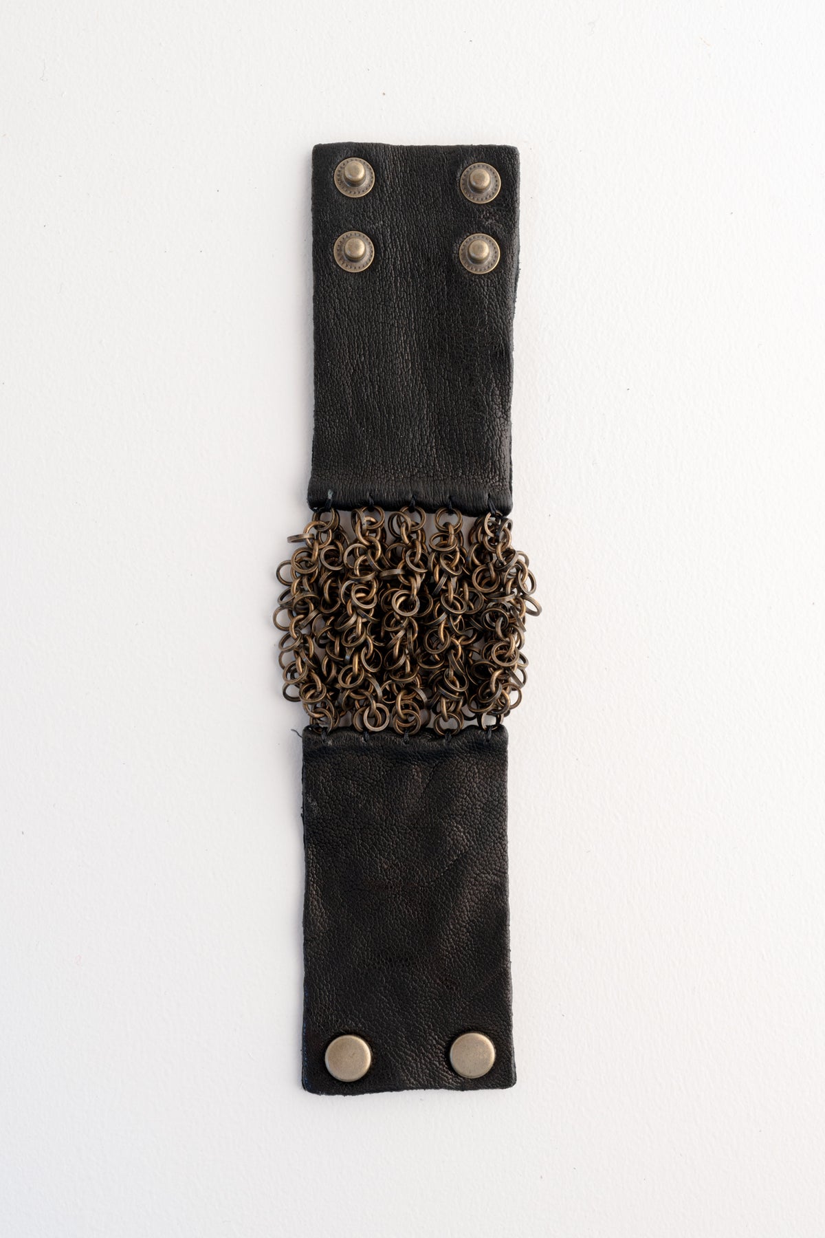 Rebel Designs Cluster Chain Leather Bracelet, Black 