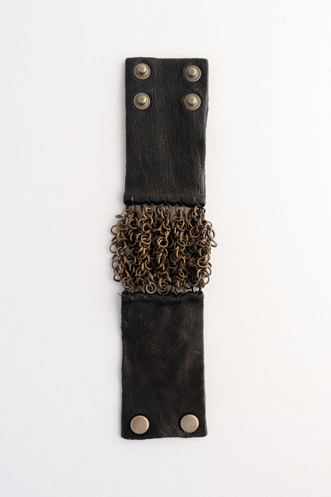 Rebel Designs Cluster Chain Leather Bracelet, Black 