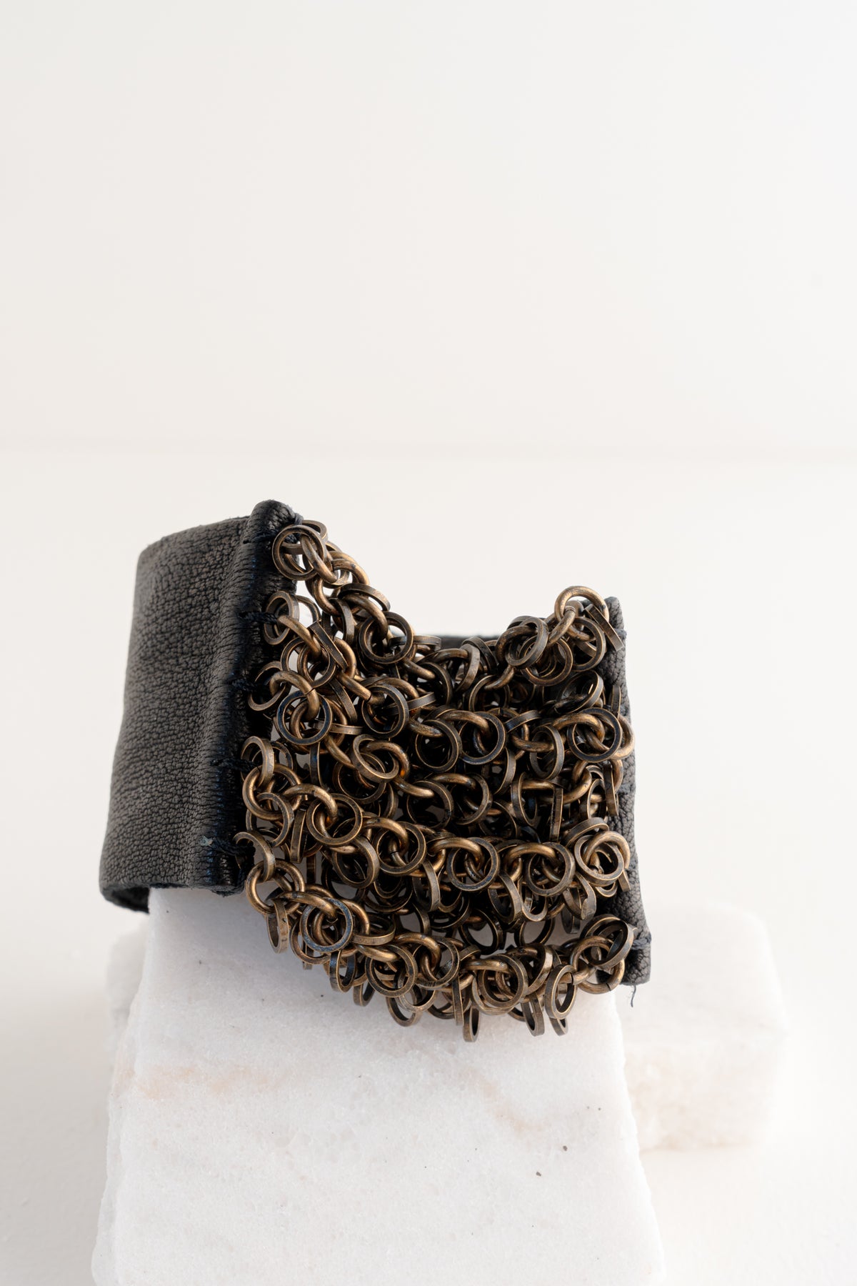 Rebel Designs Cluster Chain Leather Bracelet, Black Black 