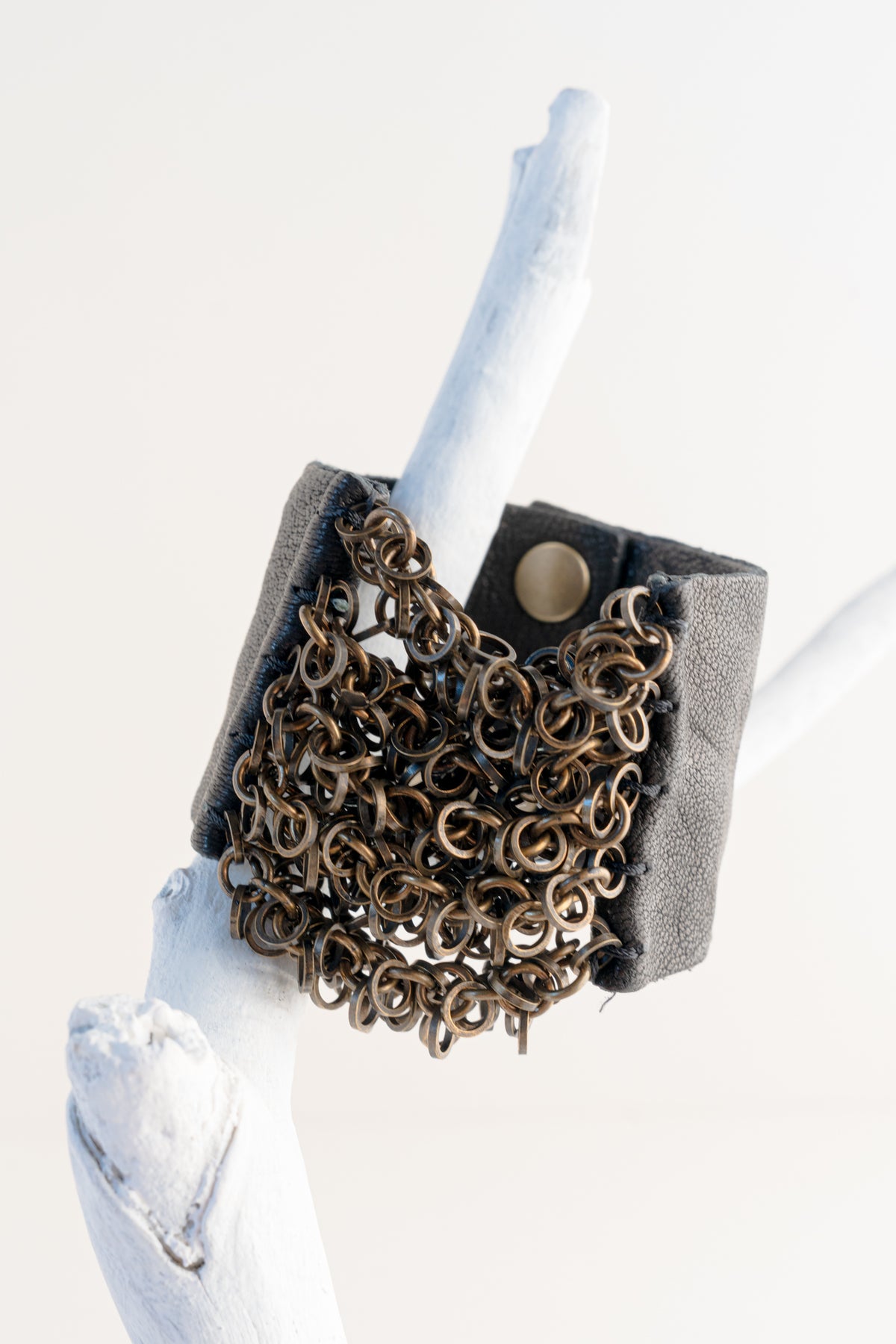Rebel Designs Cluster Chain Leather Bracelet, Black 