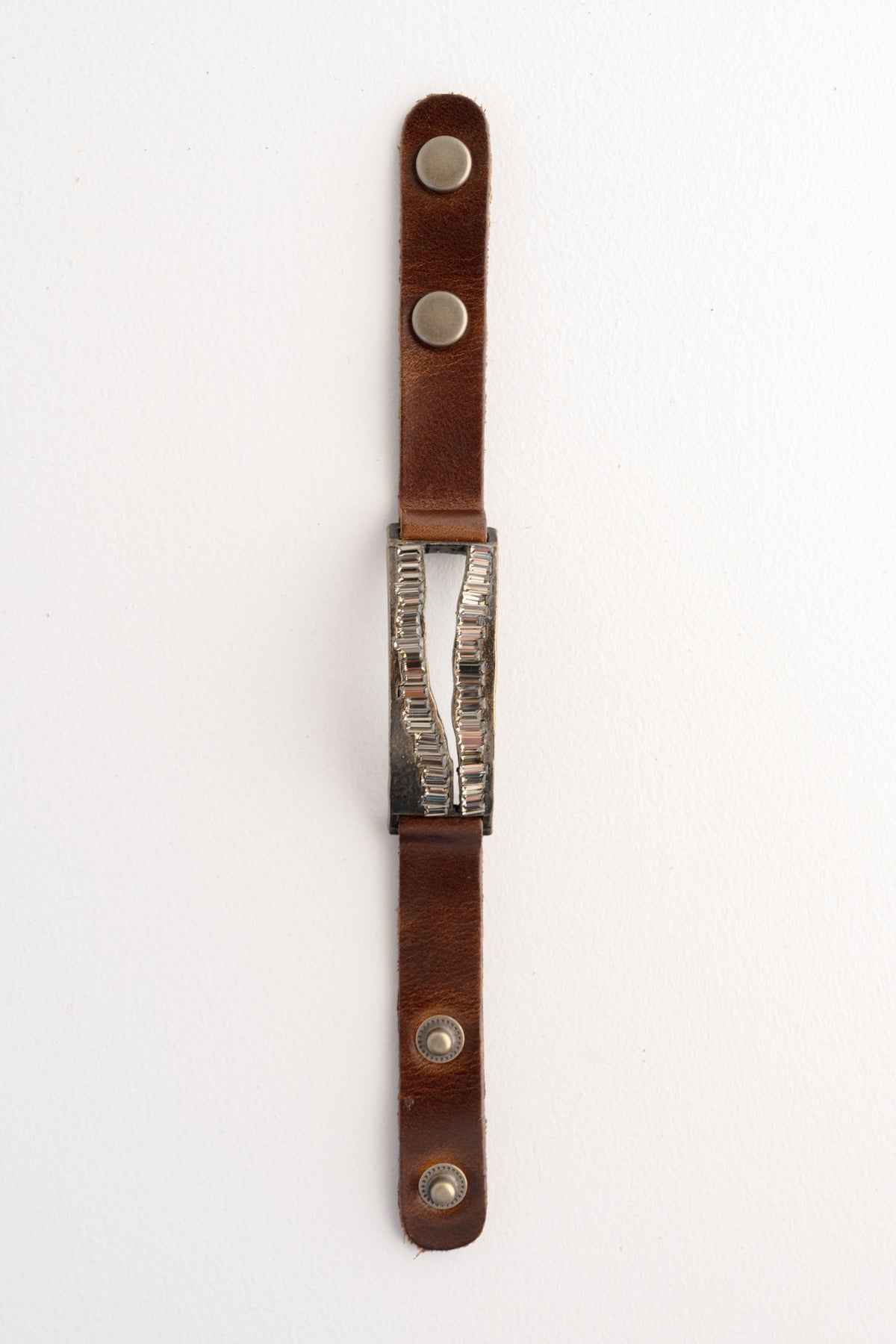 Rebel Designs Raw Edge Baguette Bracelet, Vintage Brown with Black Diamonds 