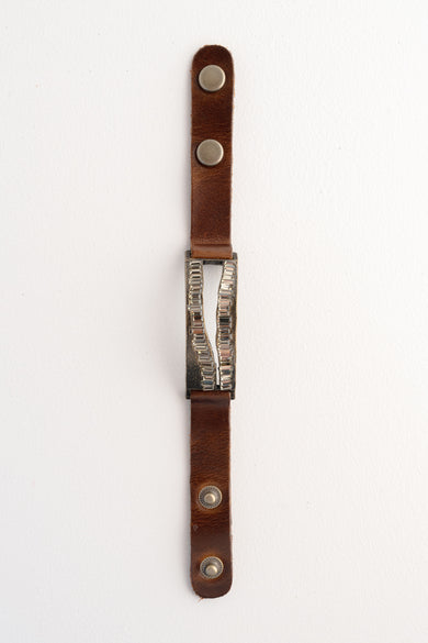 Rebel Designs Raw Edge Baguette Bracelet, Vintage Brown with Black Diamonds 