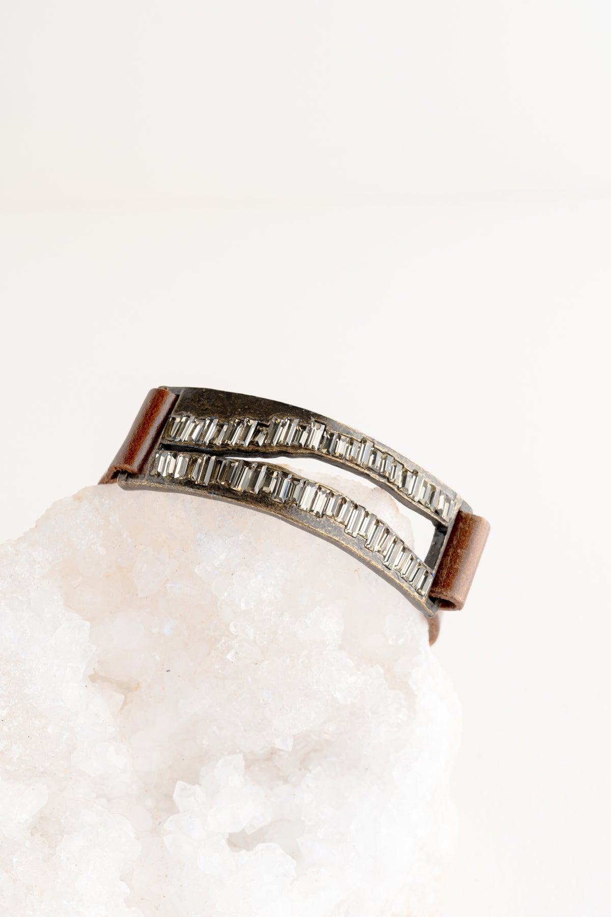 Rebel Designs Raw Edge Baguette Bracelet, Vintage Brown with Black Diamonds Vintage Brown w Black Diamonds 