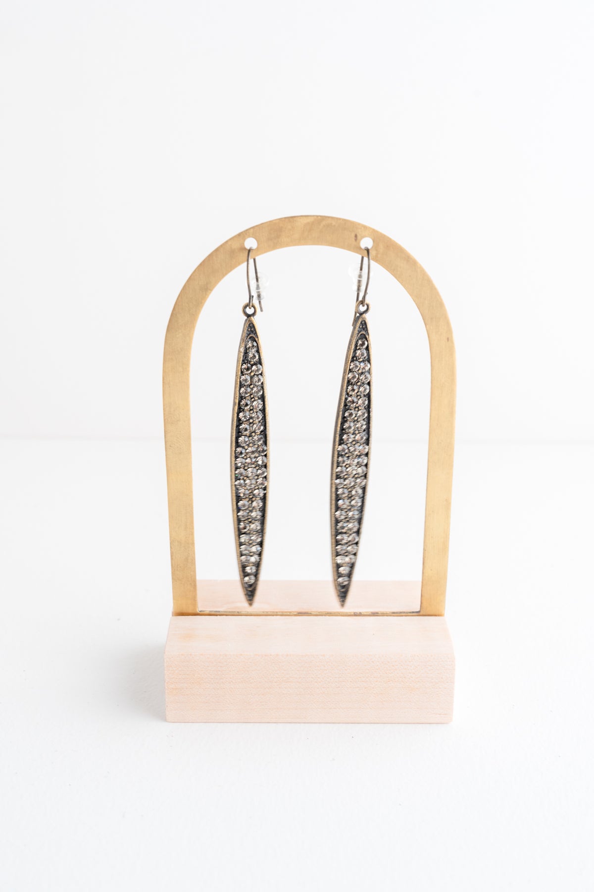 Rebel Designs Elongated Leaf Earrings, Black Diamond 
