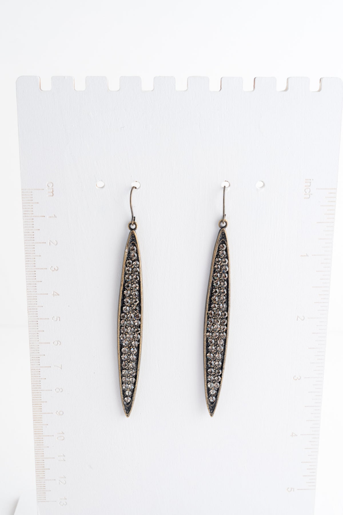 Rebel Designs Elongated Leaf Earrings, Black Diamond 