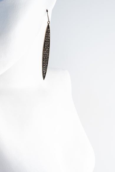 Rebel Designs Elongated Leaf Earrings, Black Diamond Black Diamond 
