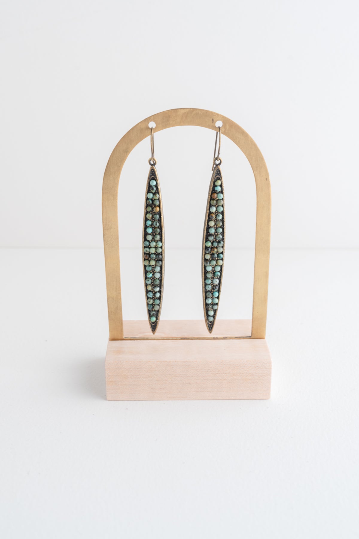 Rebel Designs Elongated Leaf Earrings, African Turquoise 