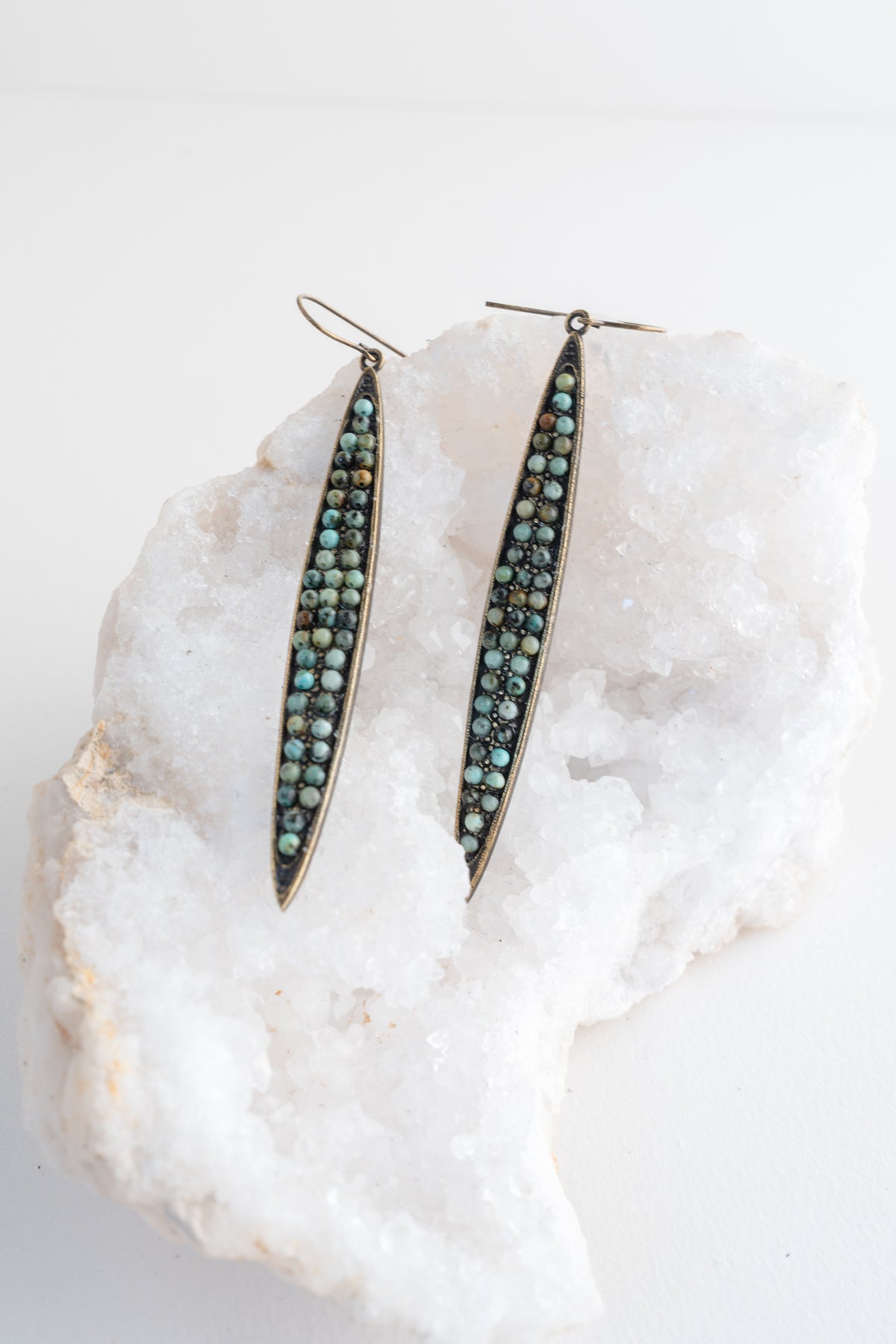 Rebel Designs Elongated Leaf Earrings, African Turquoise 