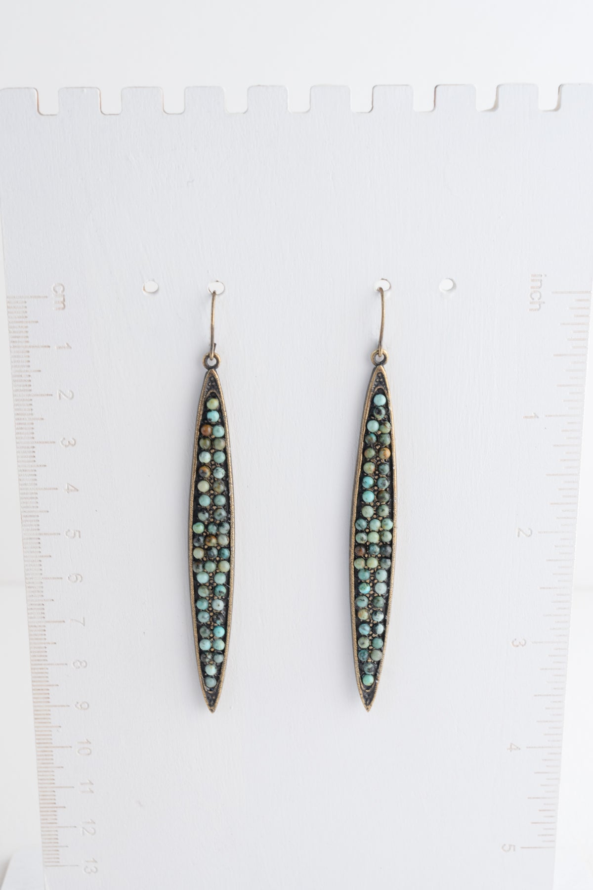 Rebel Designs Elongated Leaf Earrings, African Turquoise 