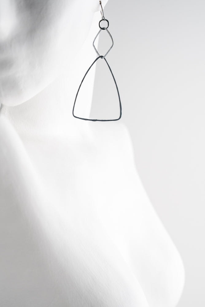 Red I Jewelry Big Geo Earrings Oxidized Silver 