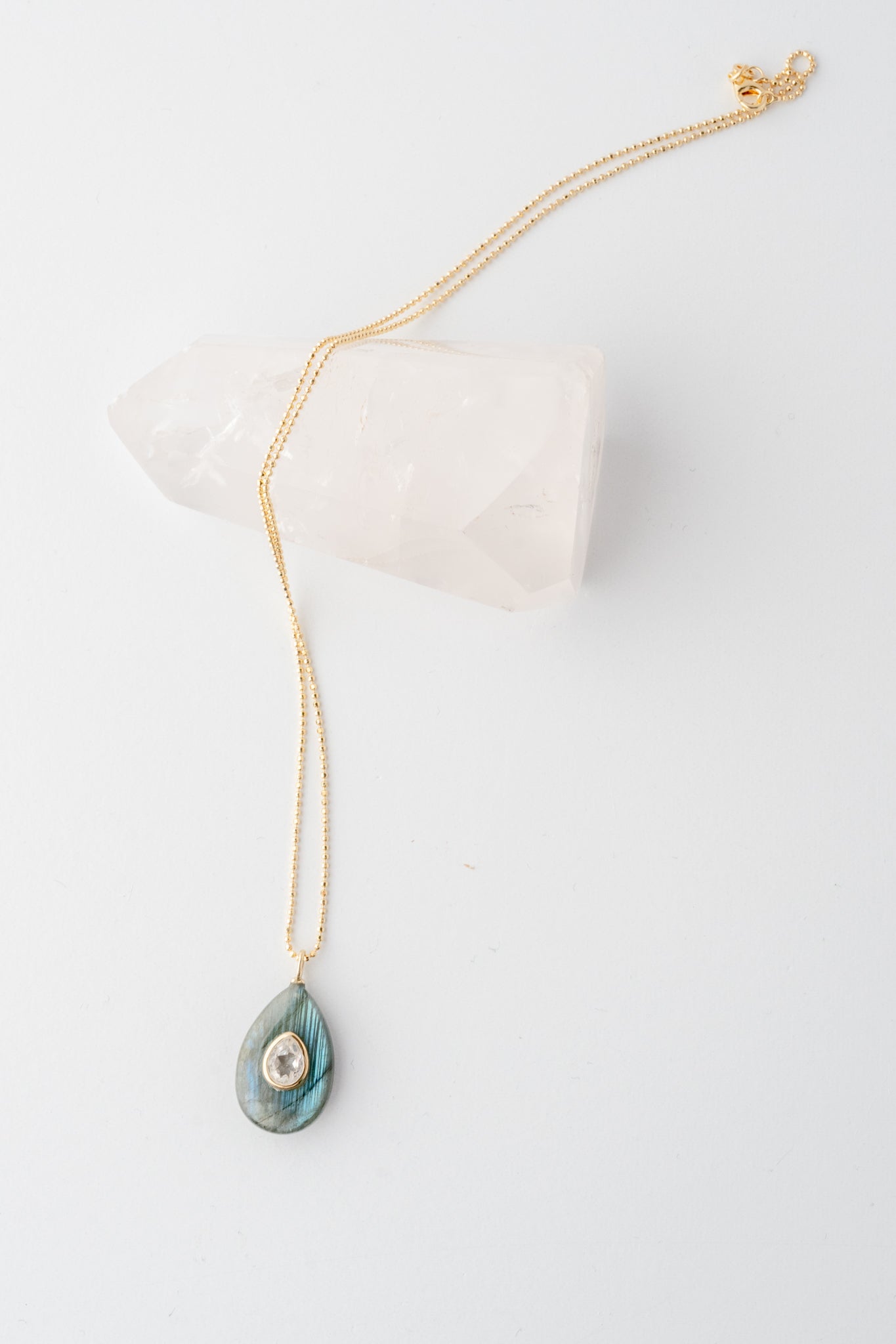 Robindira Unsworth Oval Lab/White Topaz Necklace 