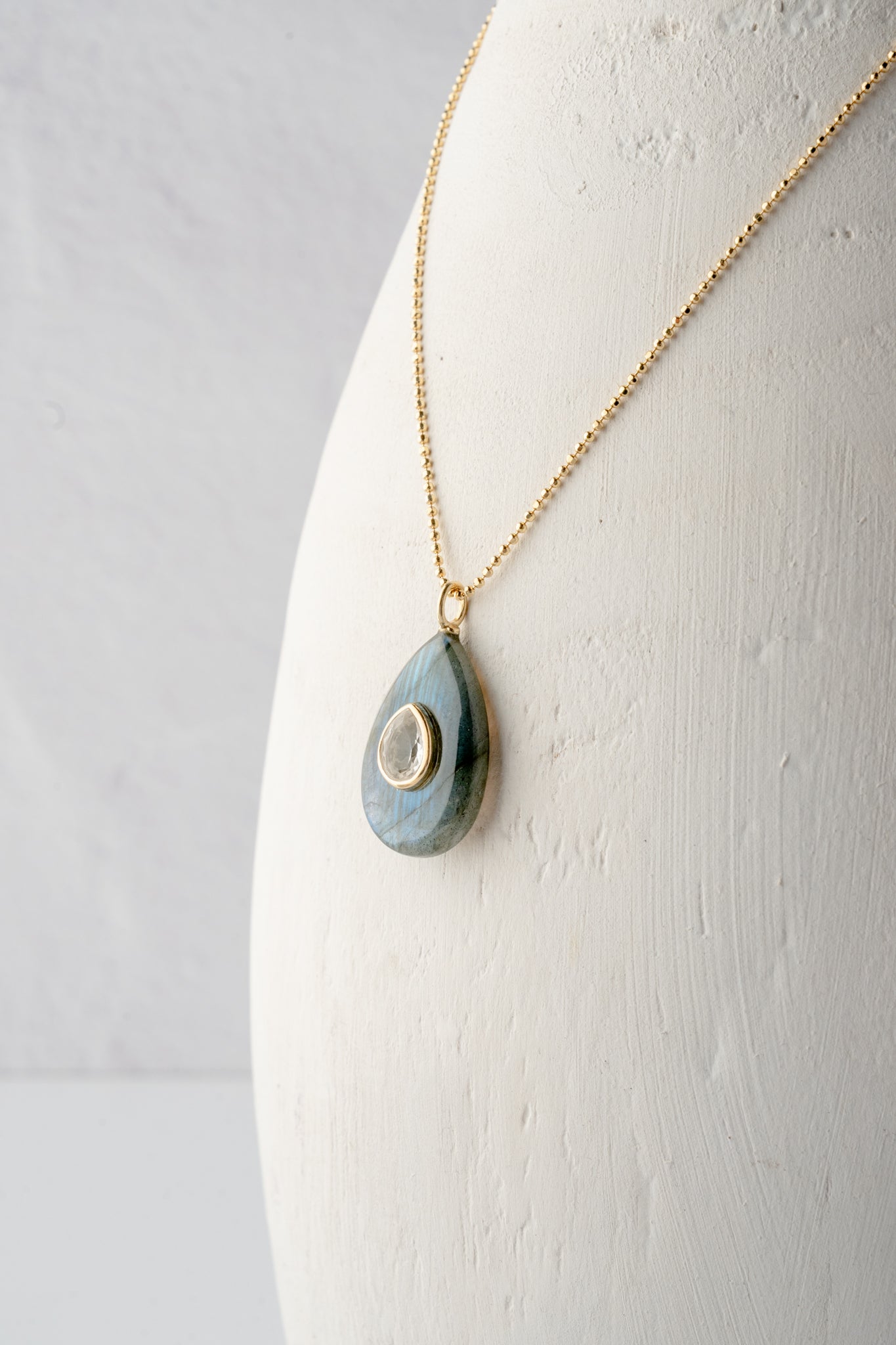 Robindira Unsworth Oval Lab/White Topaz Necklace 