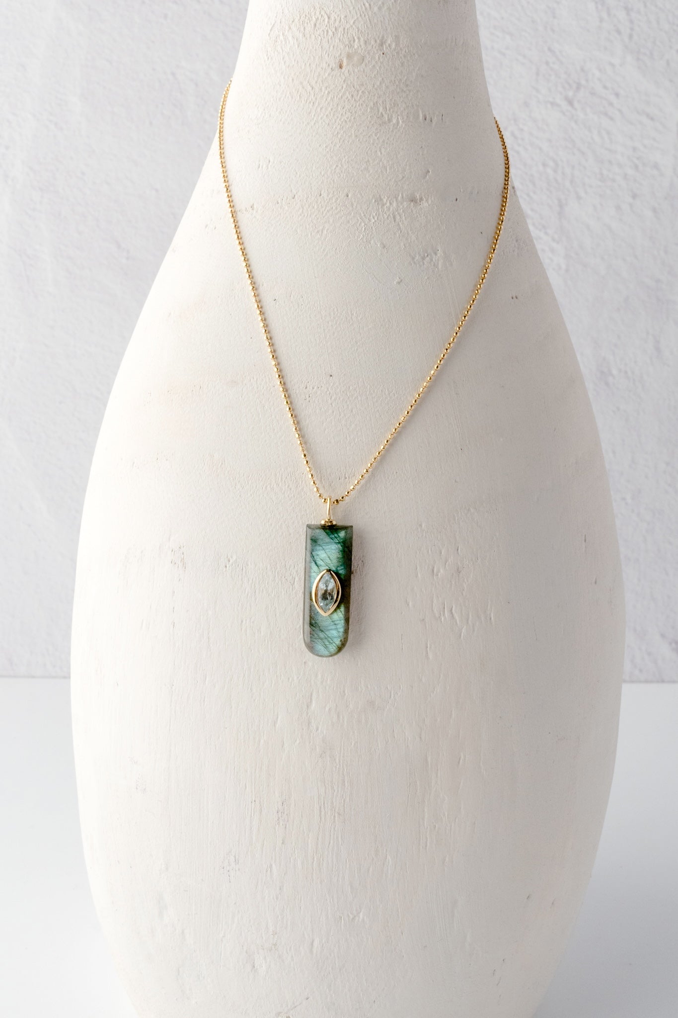 Robindira Unsworth Rectangle Lab/Blue Topaz Necklace 