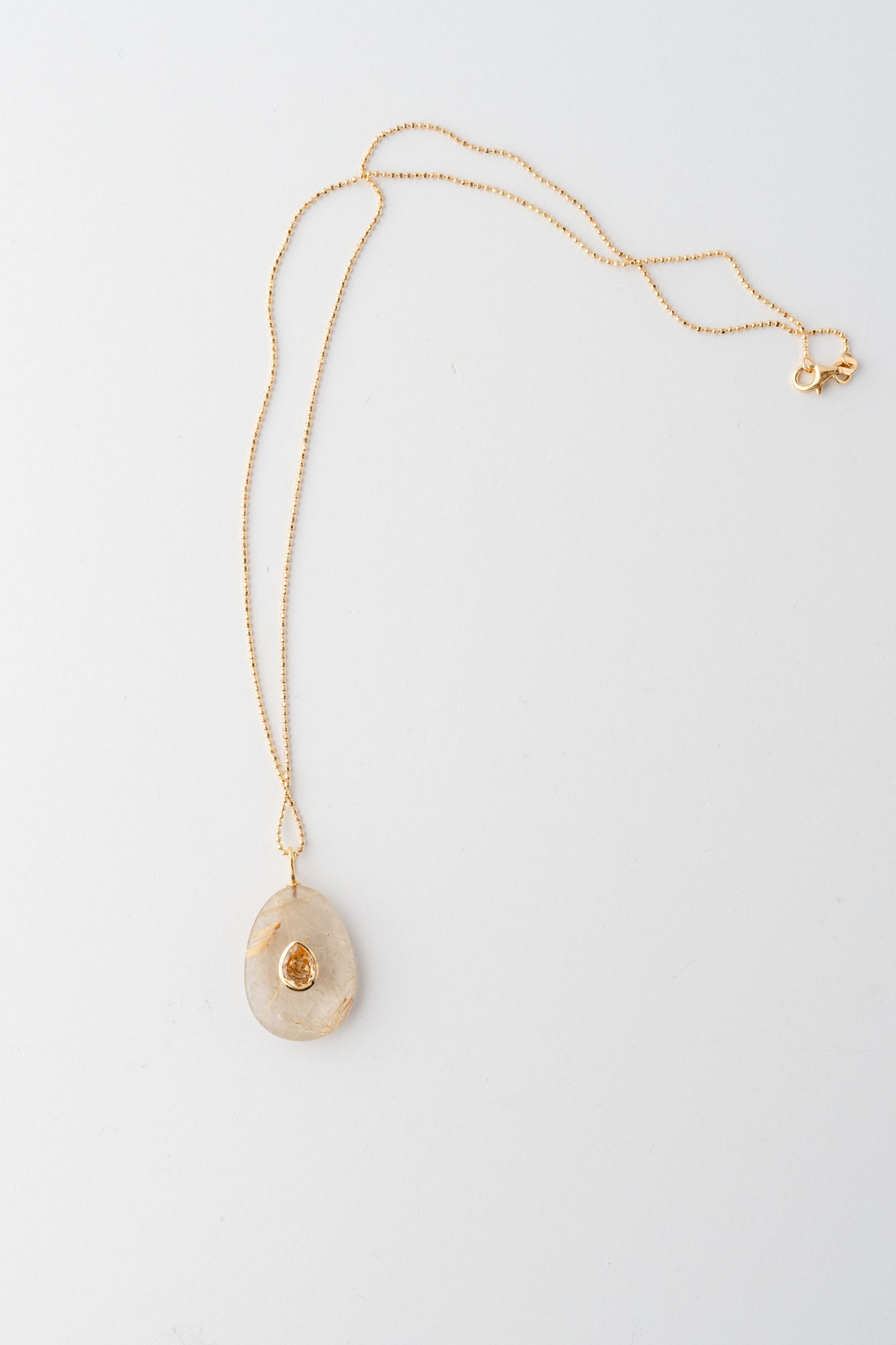 Robindira Unsworth Oval Rutilated Quartz/Citrine Necklace 