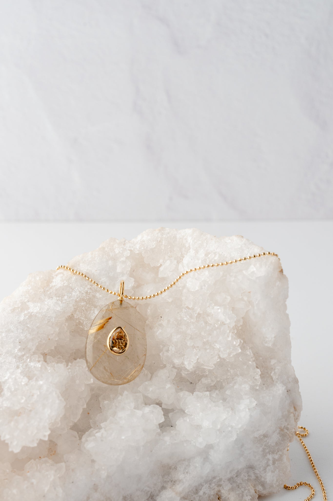 Robindira Unsworth Oval Rutilated Quartz/Citrine Necklace 