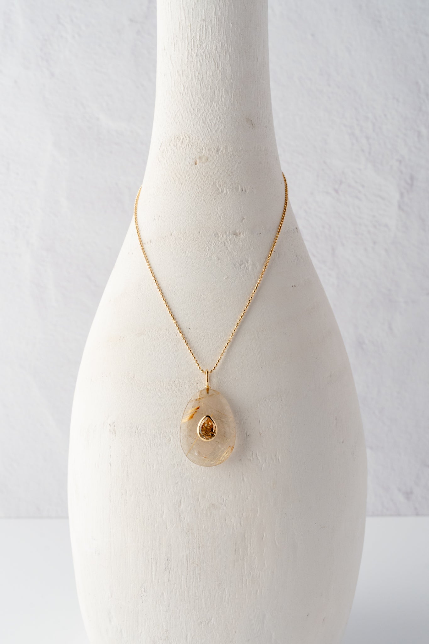 Robindira Unsworth Oval Rutilated Quartz/Citrine Necklace 