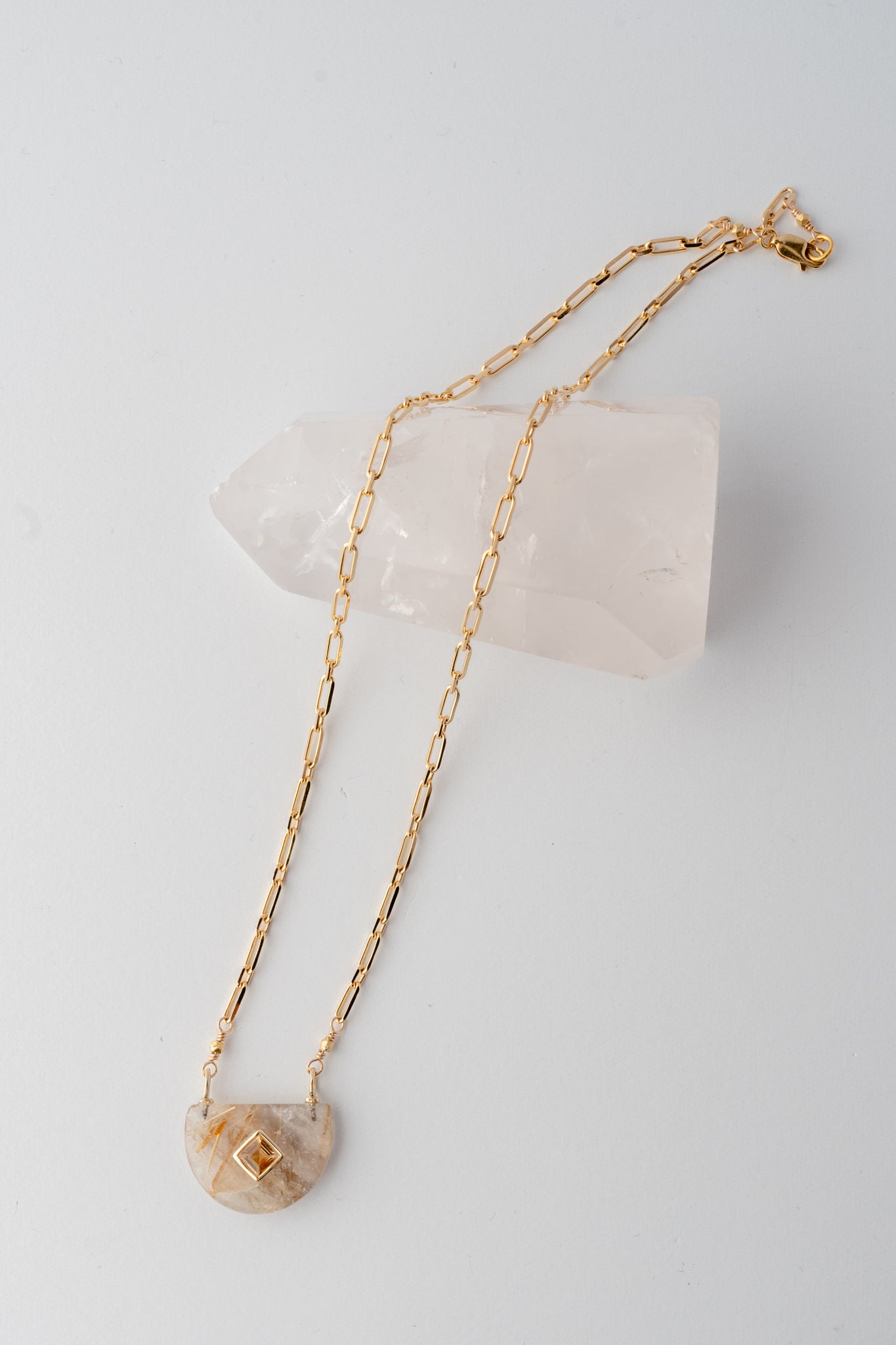 Robindira Unsworth Box Chain/Rutilated Quartz/Citrine Neck 