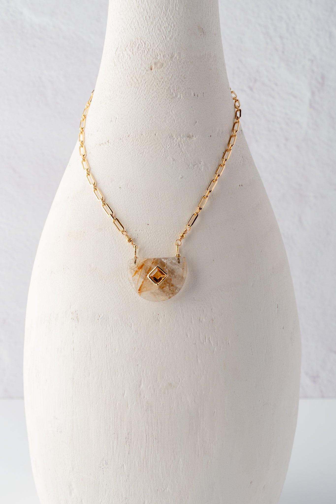 Robindira Unsworth Box Chain/Rutilated Quartz/Citrine Neck 