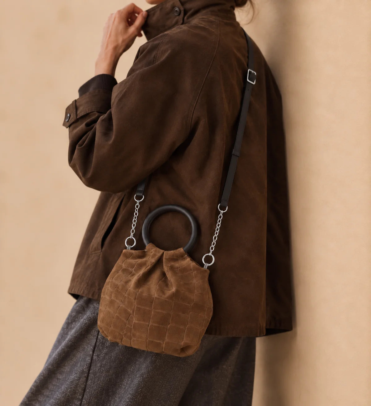 Daniella Lehavi Salina Wristlet, Brown Croco 