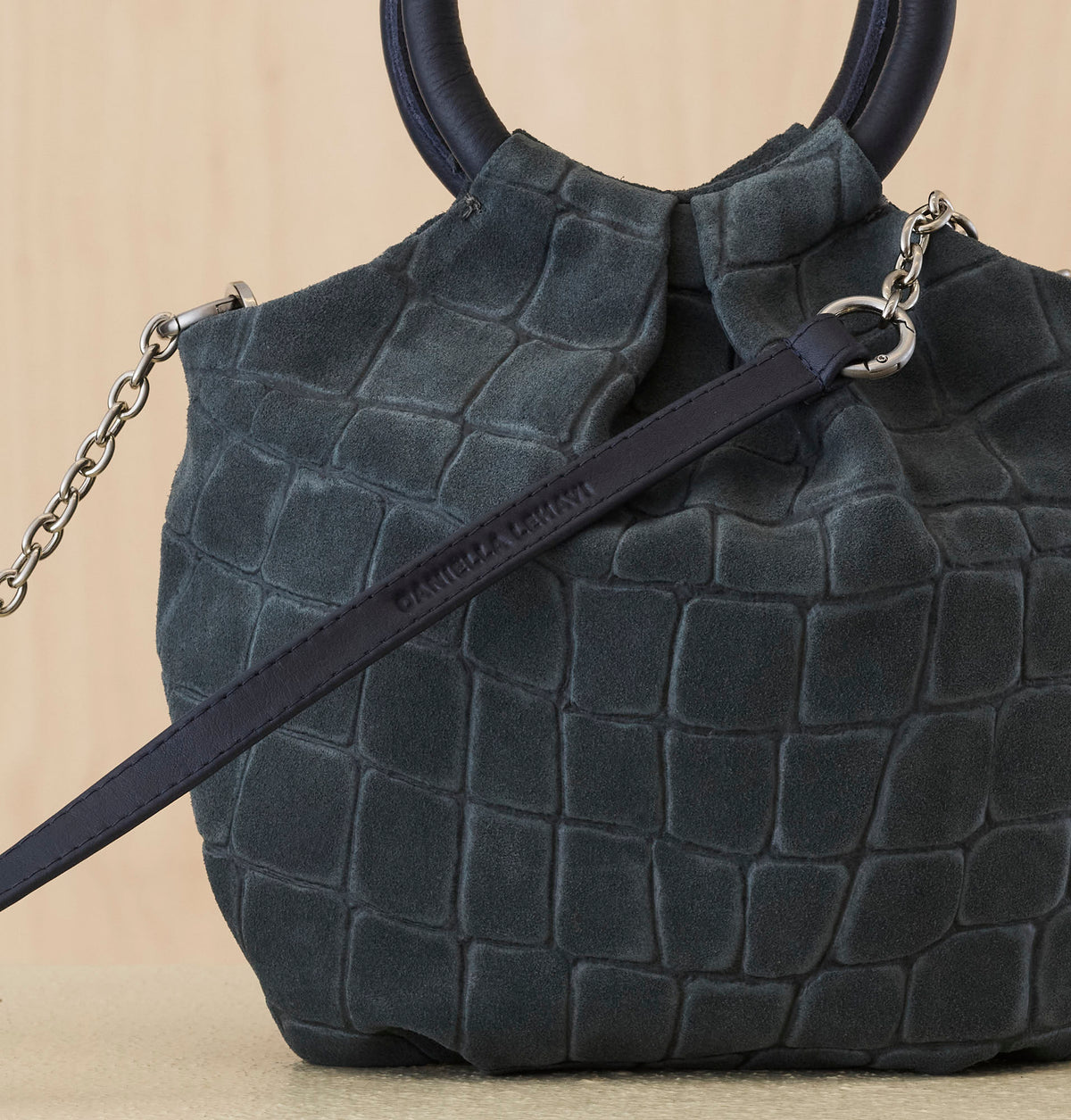 Daniella Lehavi Salina Wristlet, Teal Croco 