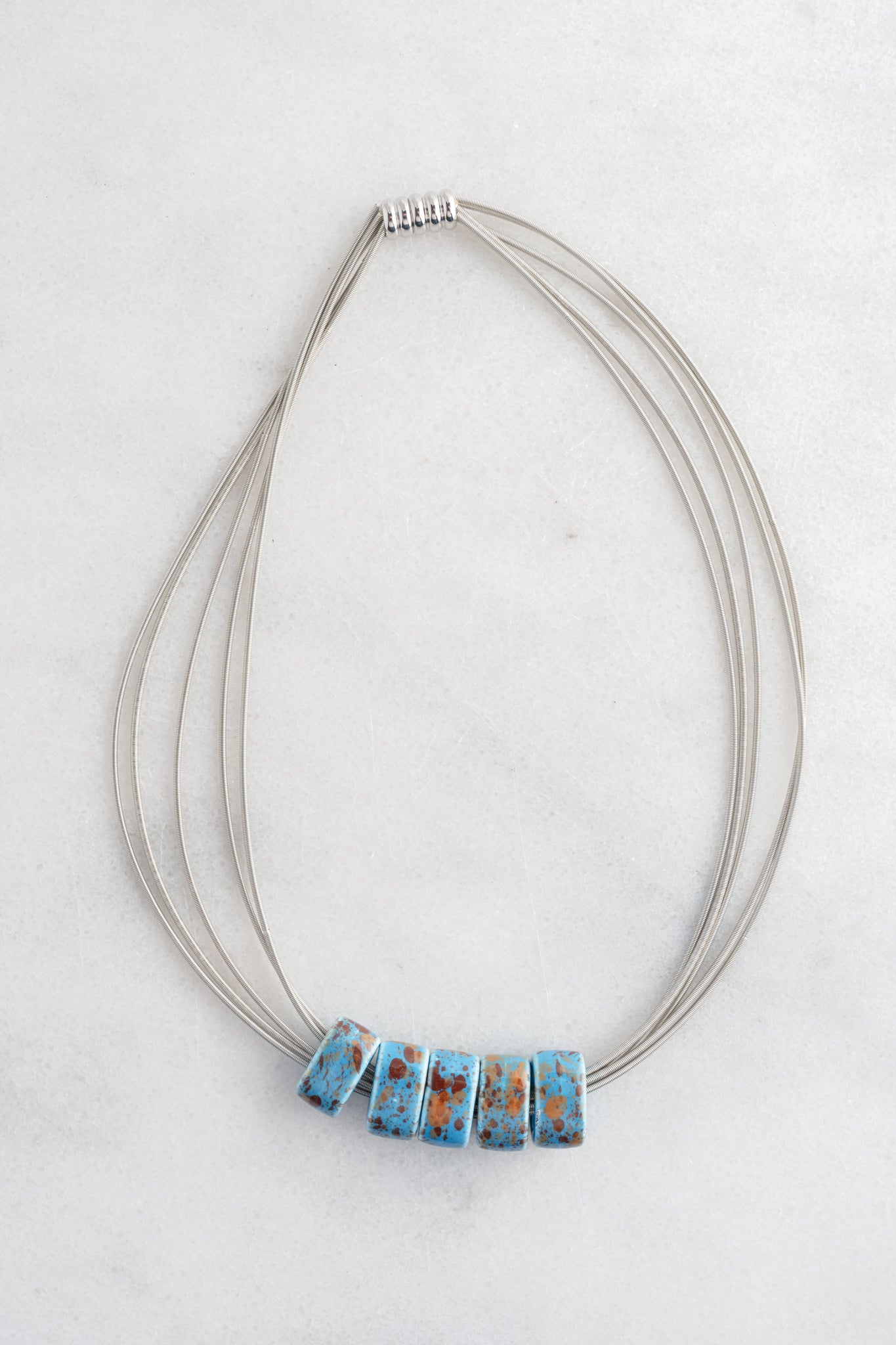 Sea Lily Helena Porcelain Discs Necklace, Blue 