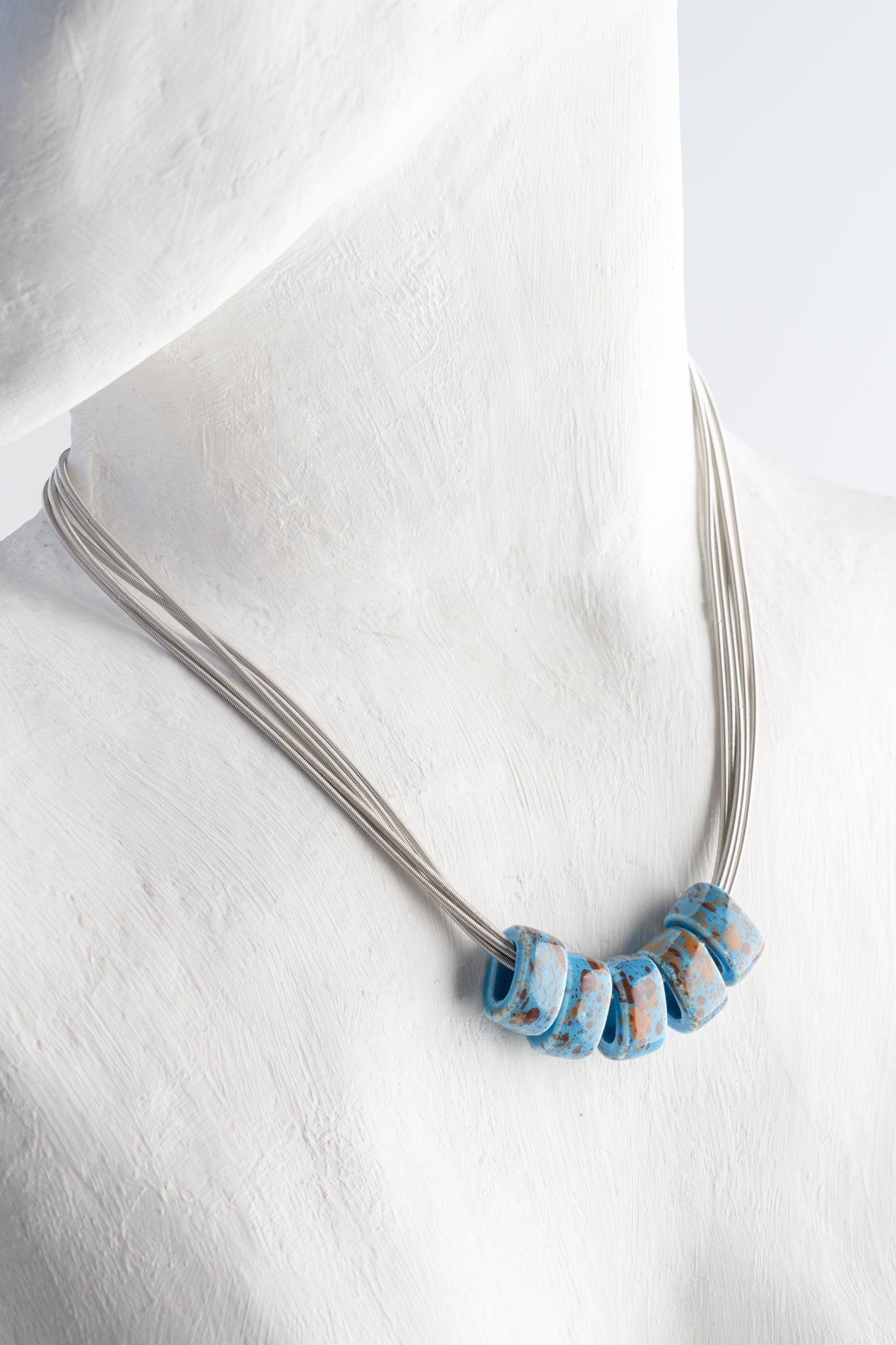 Sea Lily Helena Porcelain Discs Necklace, Blue 