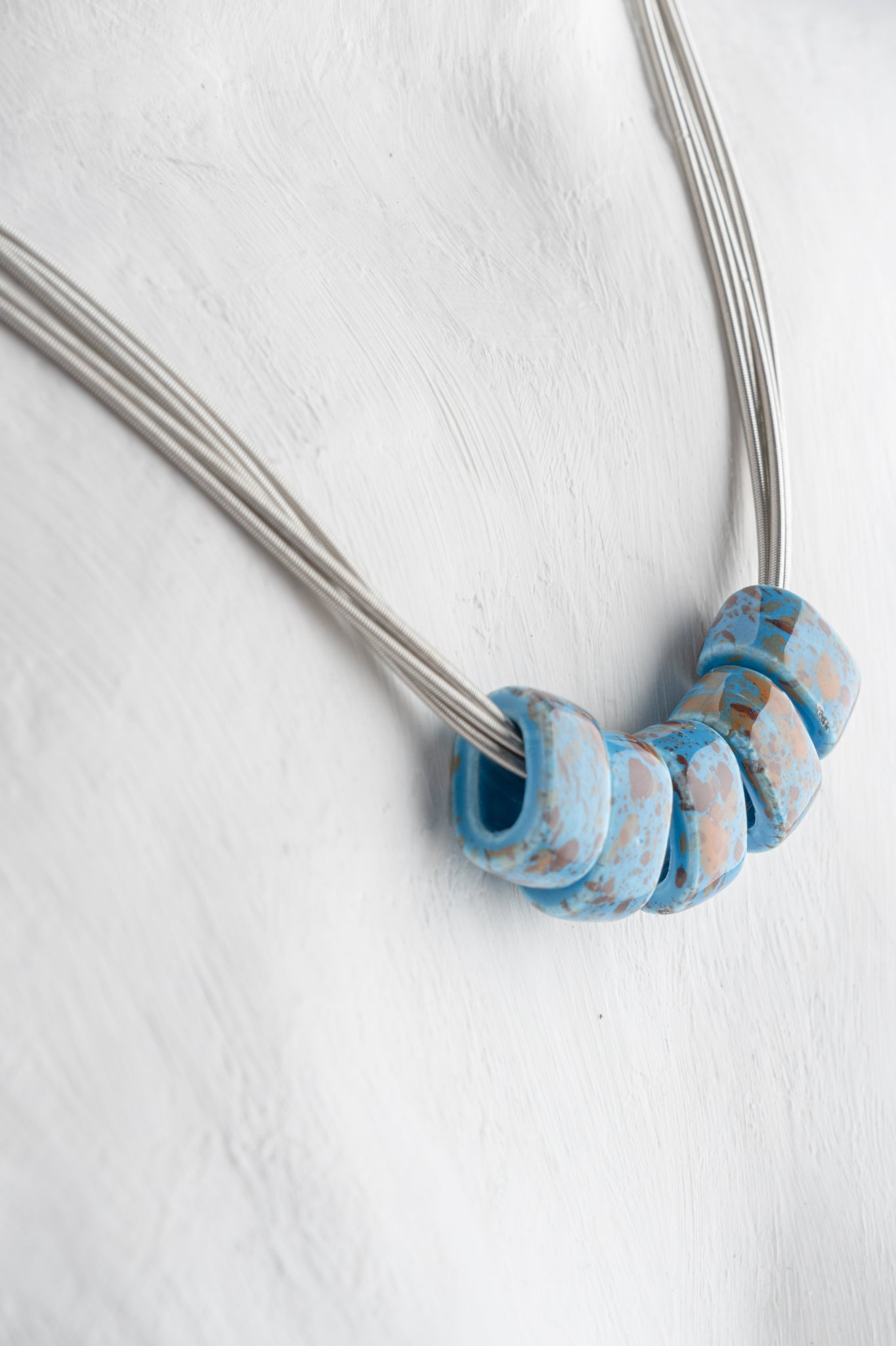 Sea Lily Helena Porcelain Discs Necklace, Blue 