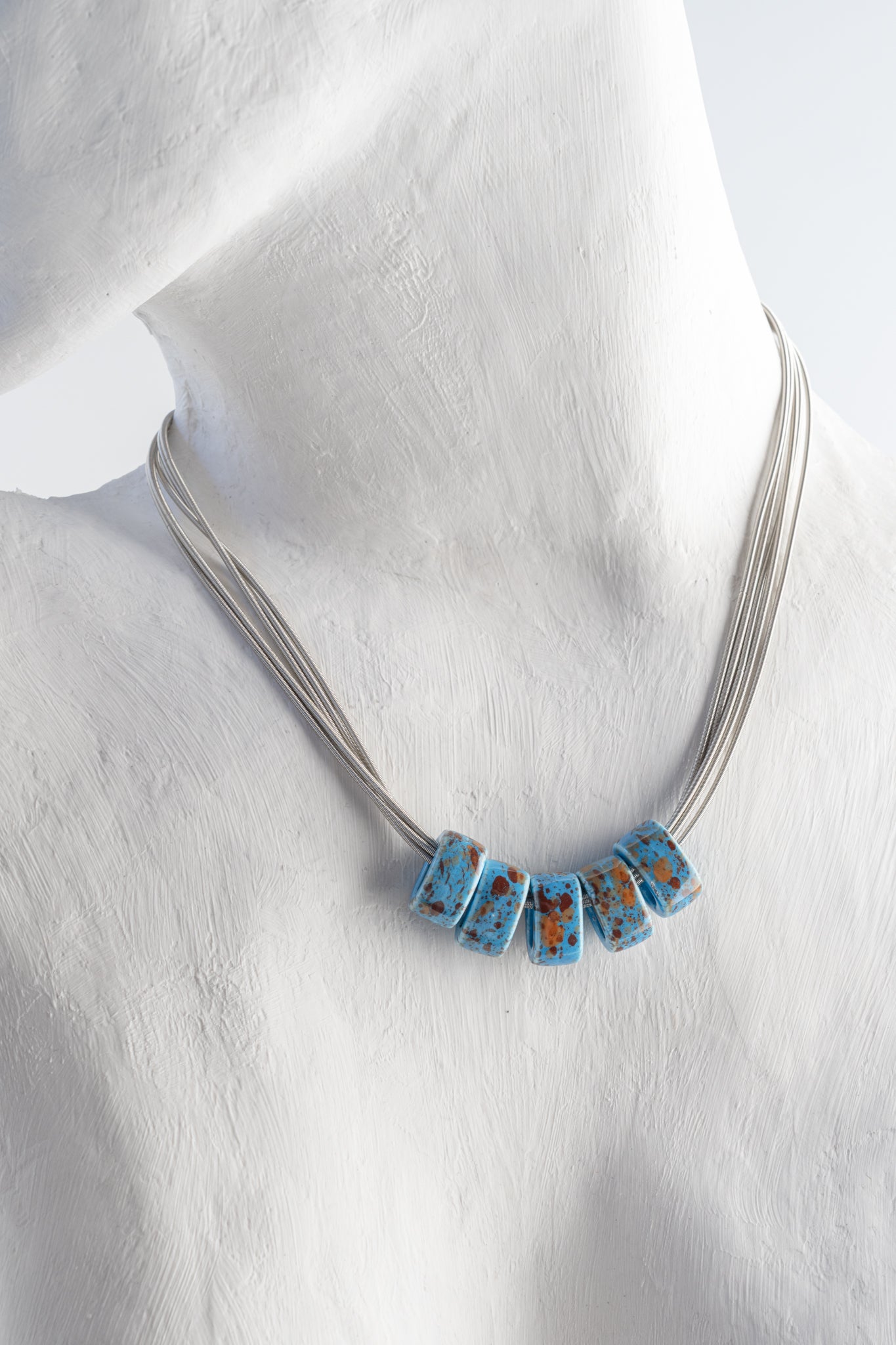 Sea Lily Helena Porcelain Discs Necklace, Blue 