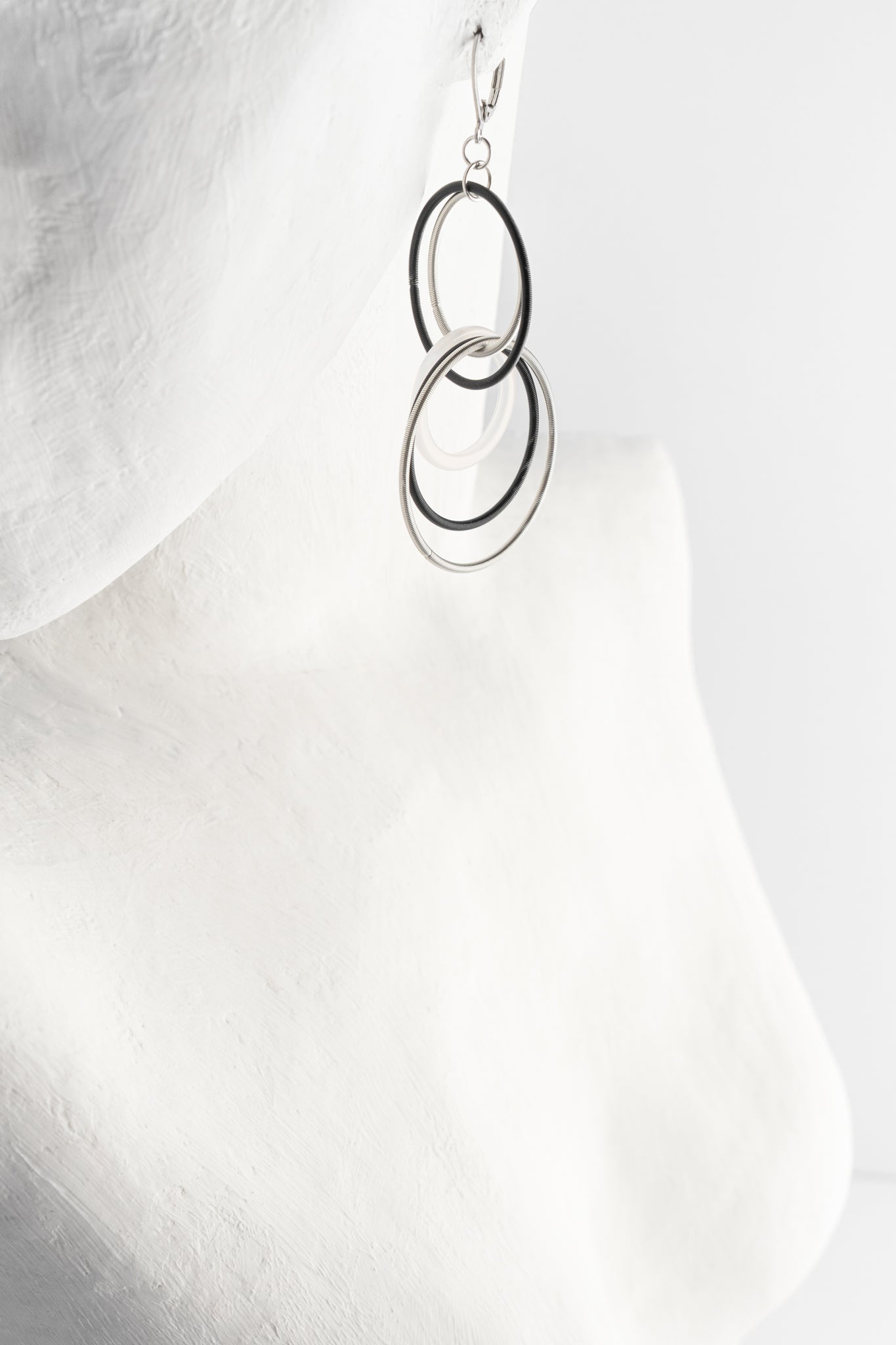Sea Lily Elsa Earrings, Silver and Black 