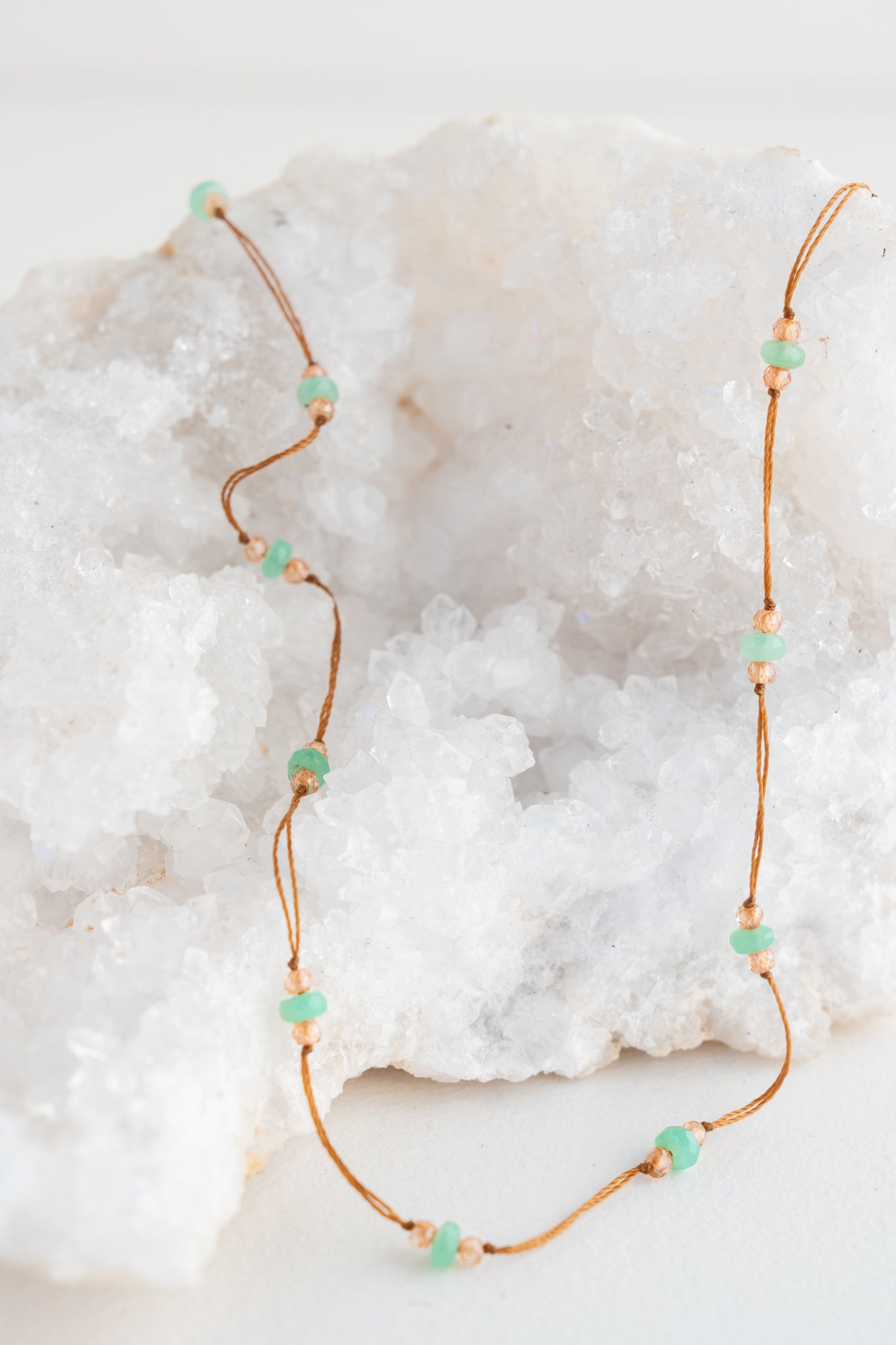 Sharing Bijoux Loopy Tourmaline Necklace and Bracelet, Chrysoprase 