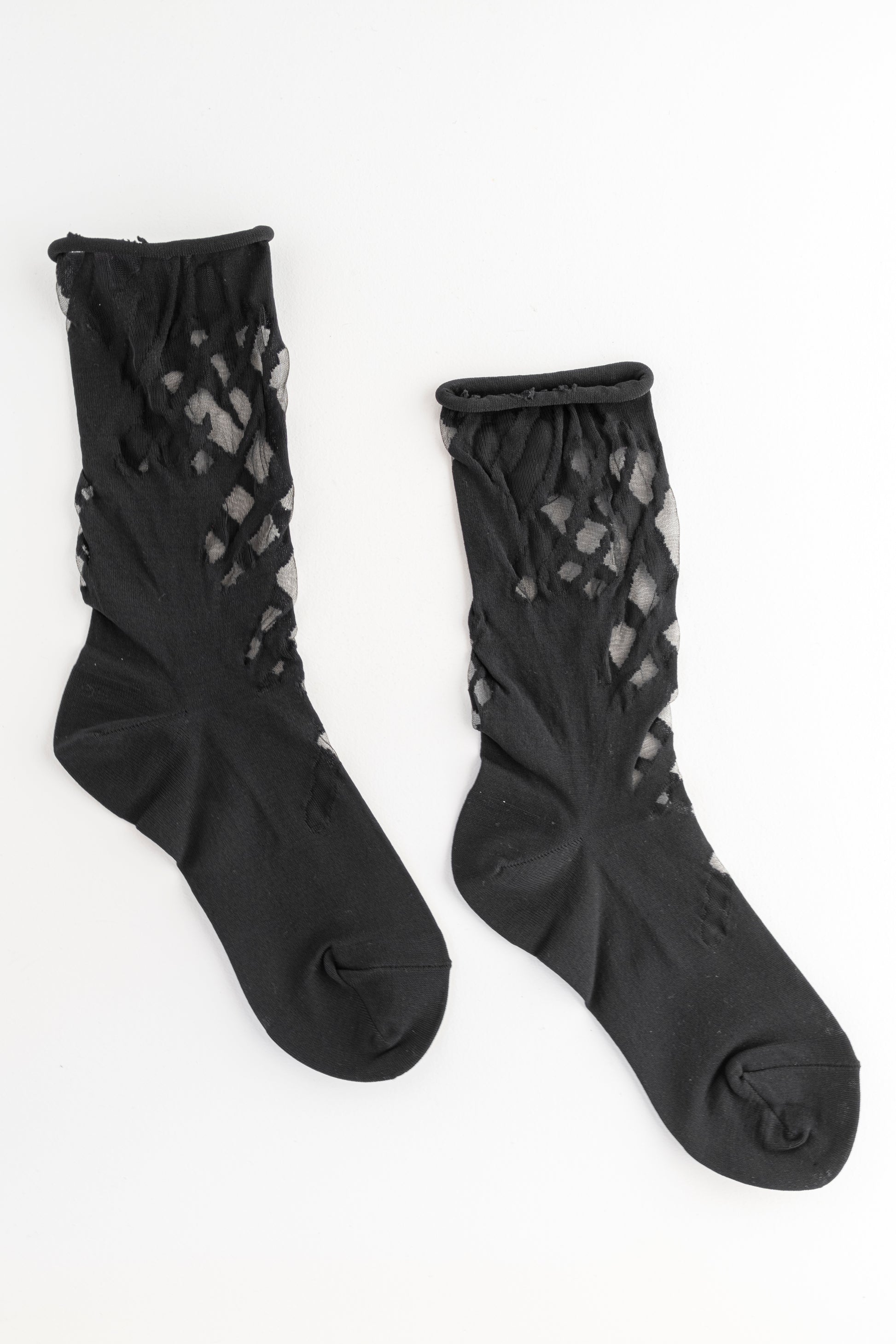 Moyuru Sheer Detail Sock, Black Black One Size
