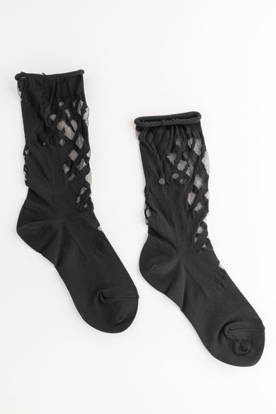 Moyuru Sheer Detail Sock, Black Black One Size