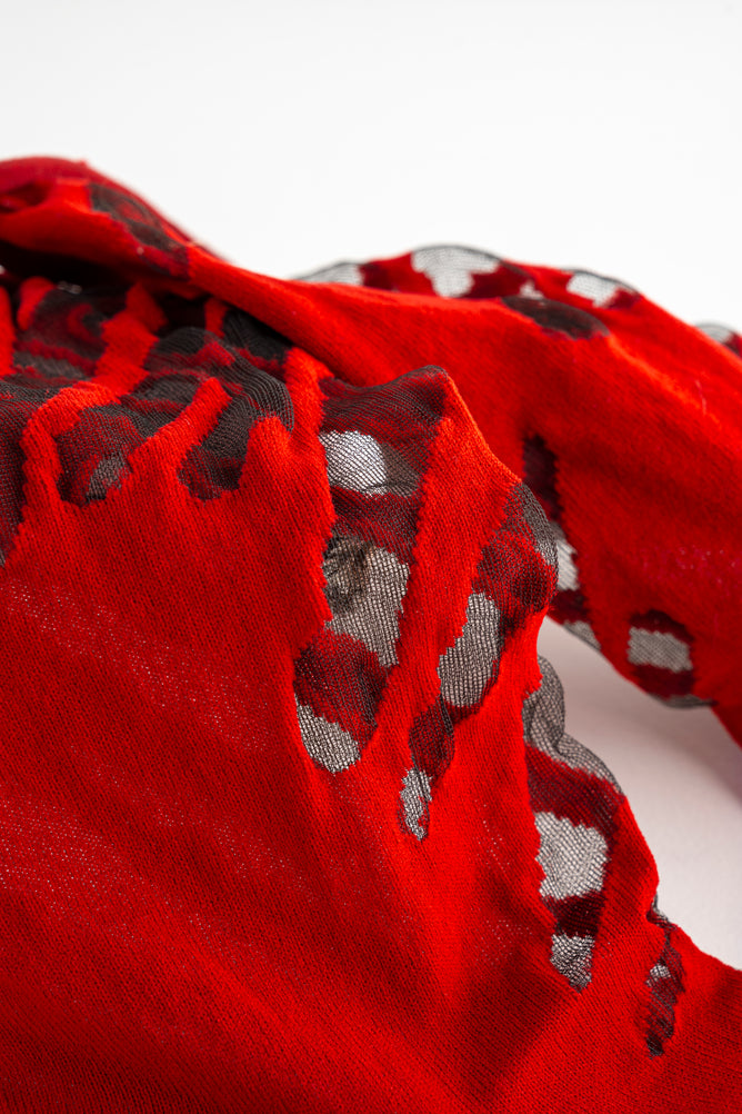Moyuru Sheer Detail Sock, Red 
