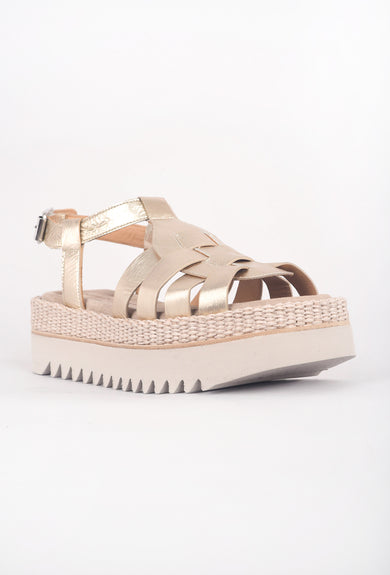 Laura Bellariva Metallic & Macrame Sandal, Gold 