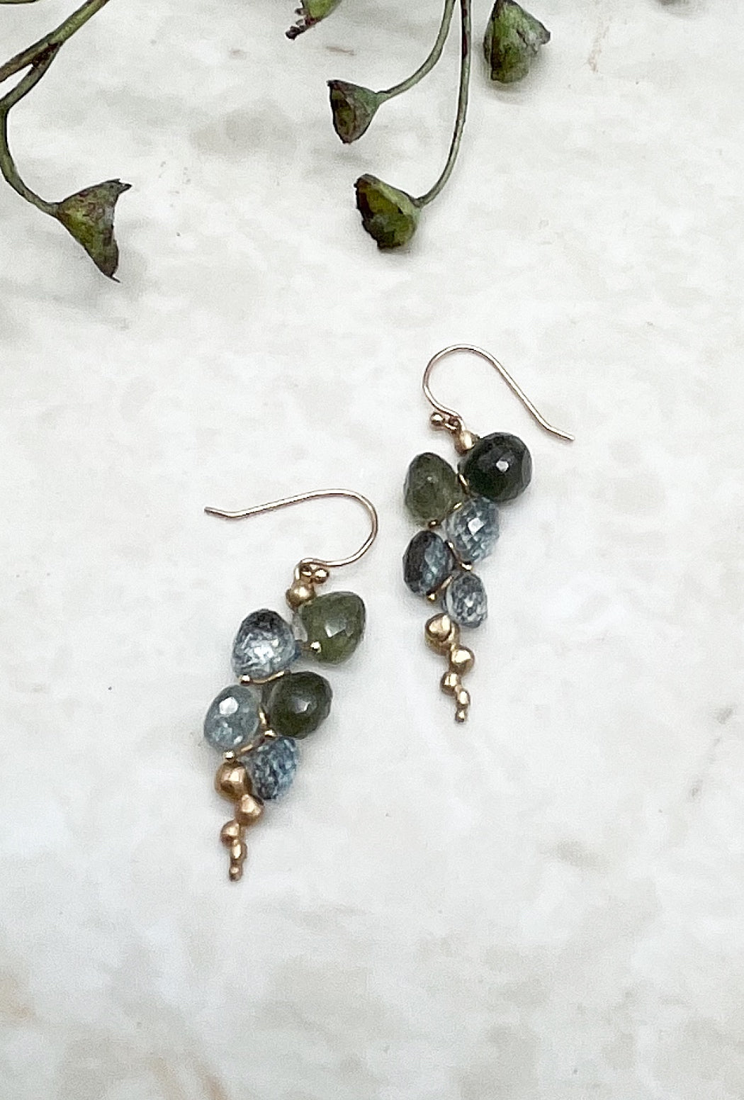 Rachel Atherley Caviar Moss Aquamarine Earrings 