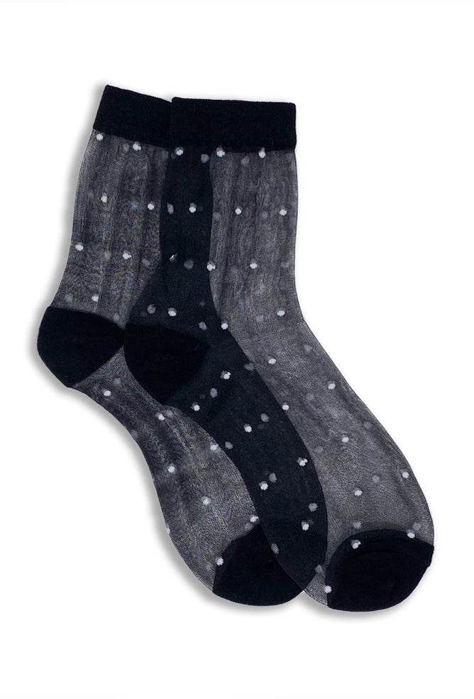 XS Unified Sheer Dots Socks, Black One Size Black