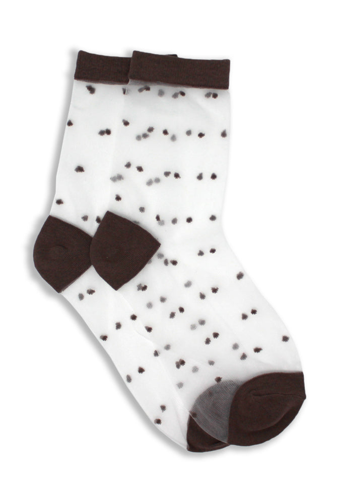 XS Unified Sheer Dots Socks, Cocoa One Size Cocoa