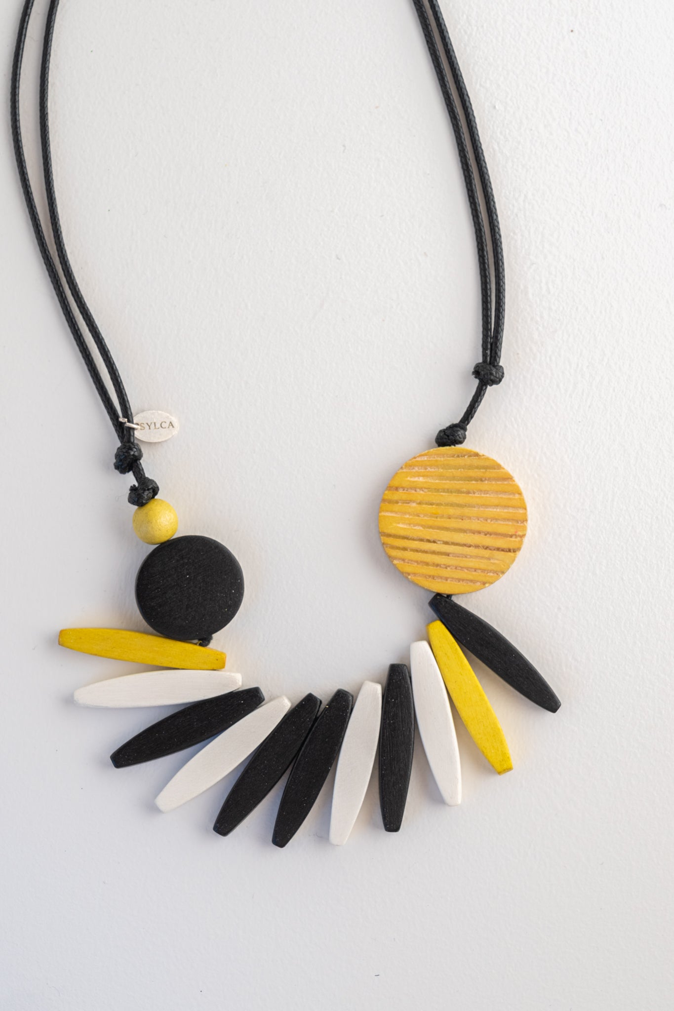 Sylca Designs Wood Fringe Necklace 