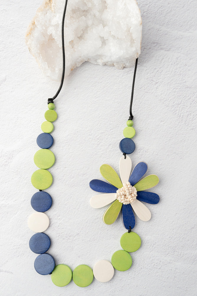 Sylca Designs Dahlia Statement Necklace-Lime 