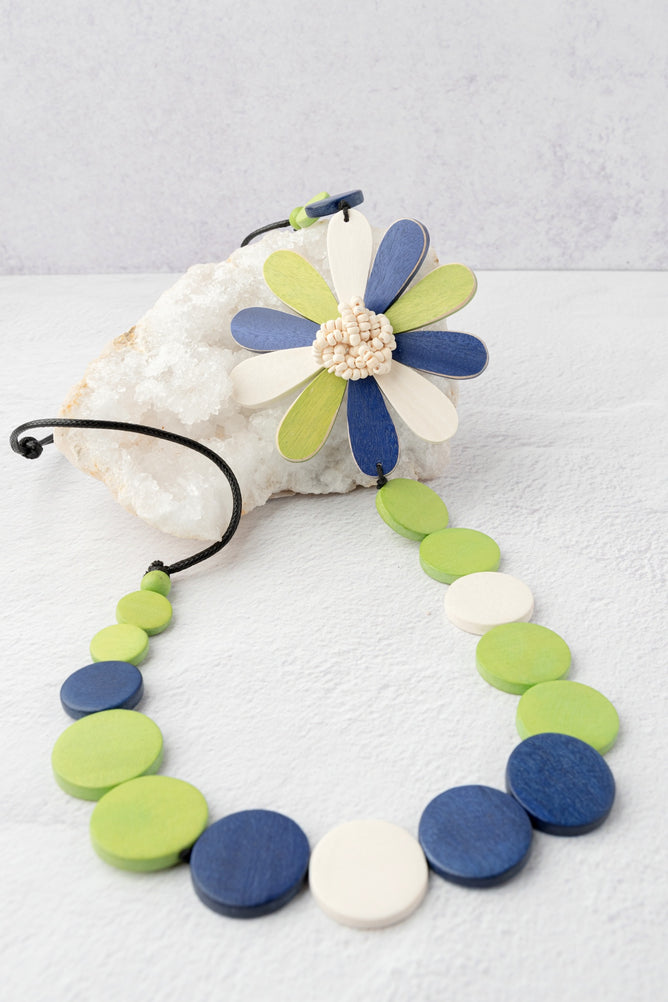 Sylca Designs Dahlia Statement Necklace-Lime 