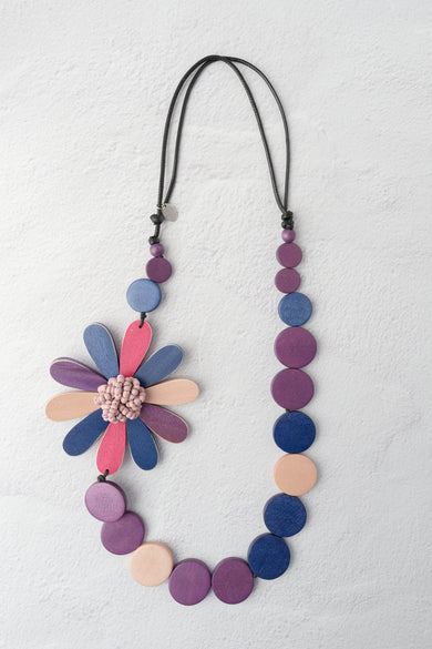 Sylca Designs Dahlia Statement Necklace, Purple 