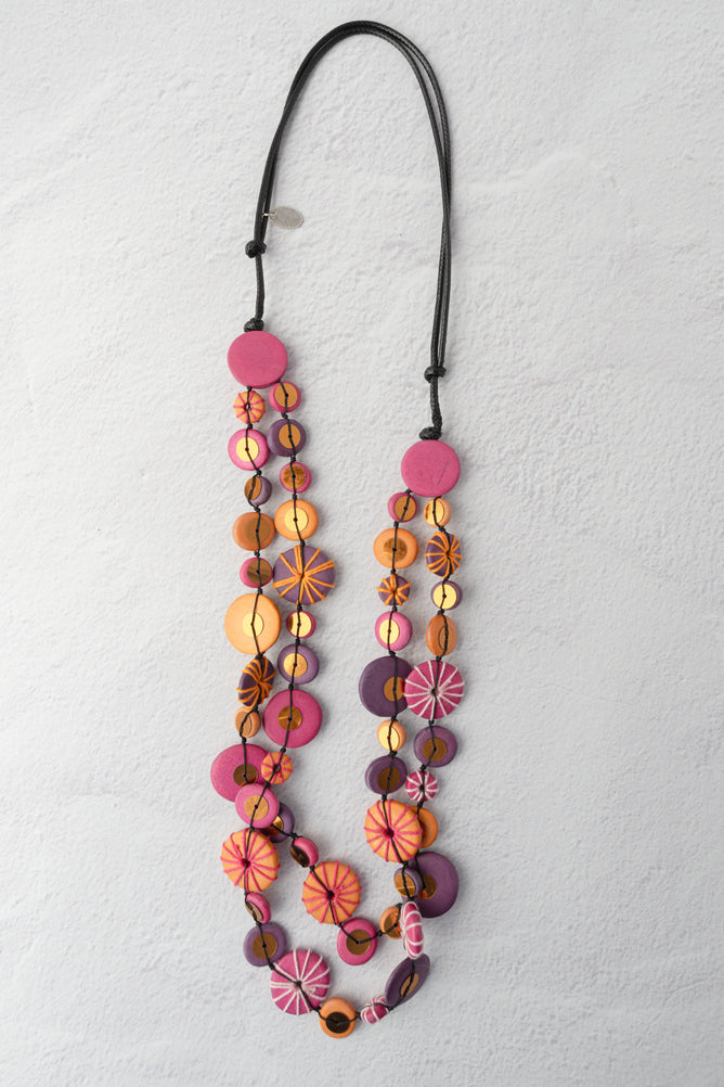 Sylca Designs Melody Necklace, Fuchsia and Purple 