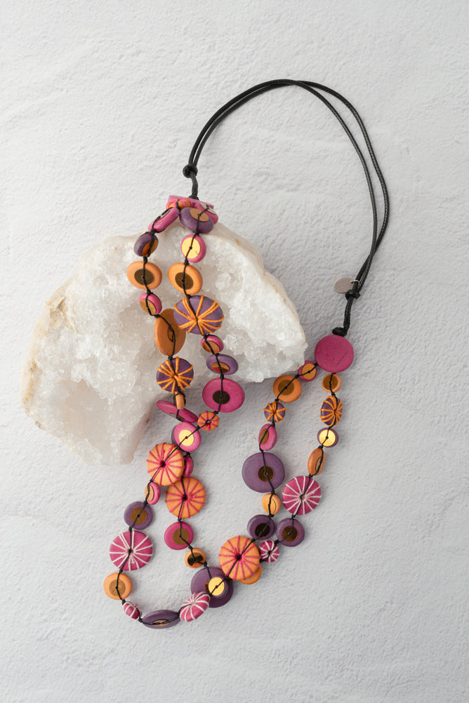 Sylca Designs Melody Necklace, Fuchsia and Purple 